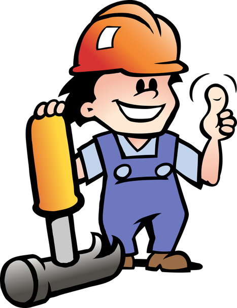 handgezeichnete Vektorillustration eines glücklichen Mechanikers oder Heimwerkers - Vektor, Bild