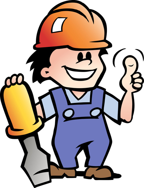 Hand-drawn Vector illustration of an Happy Mechanic Handyman - Vector, Image