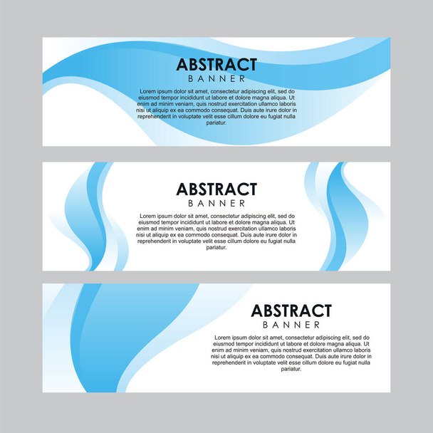 Set of Abstract Stylish Banner Design Template Vector, Professional Modern Graphic Banner Element with Blue Wavy Background - Vector, Image