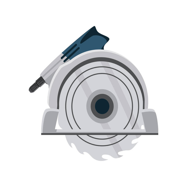 saw with sharp circular blade on white background - Vector, imagen