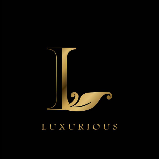 Golden Outline Initial Letter L luxury, креативная концепция векторного дизайна для бизнеса. - Вектор,изображение