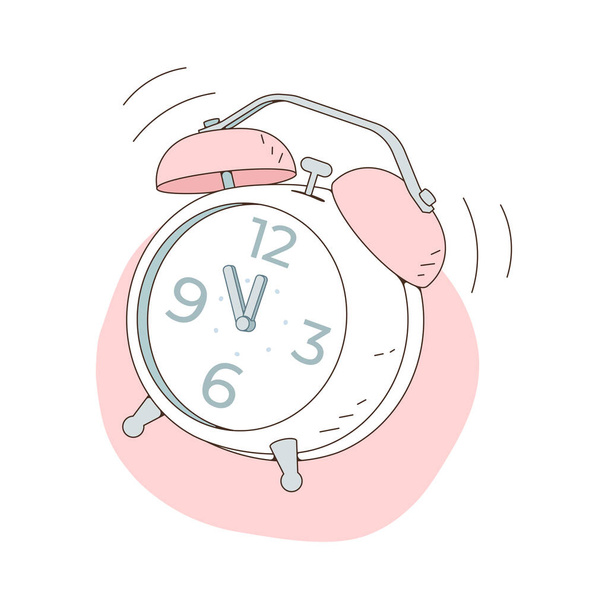 The alarm clock is ringing at noon. Vector illustration isolated on white background - Vector, Image