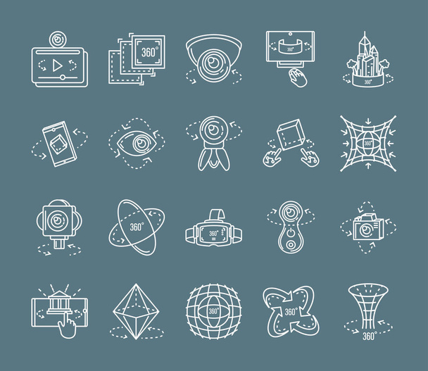 set of icons camera 360 degrees - Vector, Image
