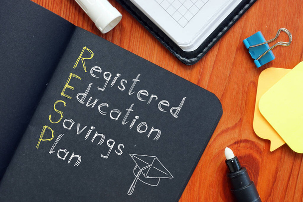 Registered Education Savings Plan RESP is shown on the conceptual photo - Photo, Image