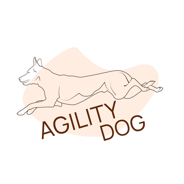 敏捷性クラブロゴデザインテンプレートのためのジャンプ犬のフラットベクトルシルエット. - ベクター画像