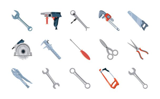 conjunto de iconos con herramientas de construcción sobre fondo blanco - Vector, imagen