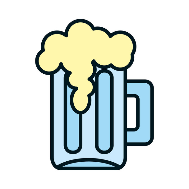 ícone de caneca de cerveja, linha e estilo de preenchimento - Vetor, Imagem