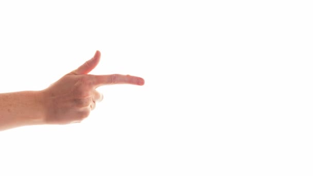 手のひらの指が拳を形成するターンを取ります。指を数えるとジェスチャーはすべてOKです白い背景。フリースペース - 映像、動画