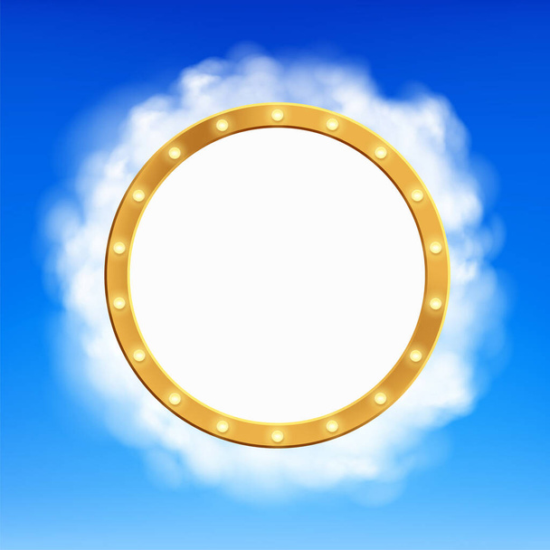 Round blank frame with copy space in the clouds. Vector background for presentation - Vettoriali, immagini