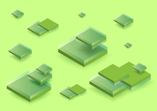 Modern isometric background. Blockchain concept banner with cubes and blocks. Can be used in web design and as wallpaper or background. Vector graphics - Διάνυσμα, εικόνα