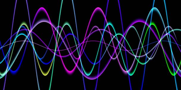Illustration de lignes d'ondes sonores parlantes. Gradient arc-en-ciel mouvement abstrait fond. - Photo, image