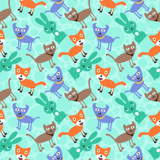 Seamless pattern with funny cartoon animals - ベクター画像