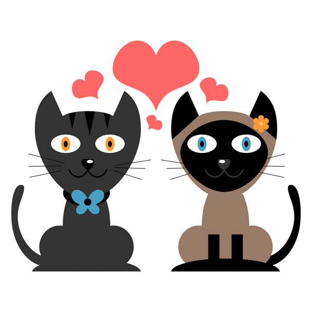 Cute couple of cats in love - Вектор,изображение