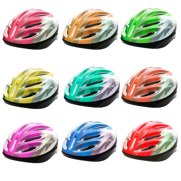 Bisiklet kask üzerinde beyaz backgr izole rengini çeşitleri - Fotoğraf, Görsel