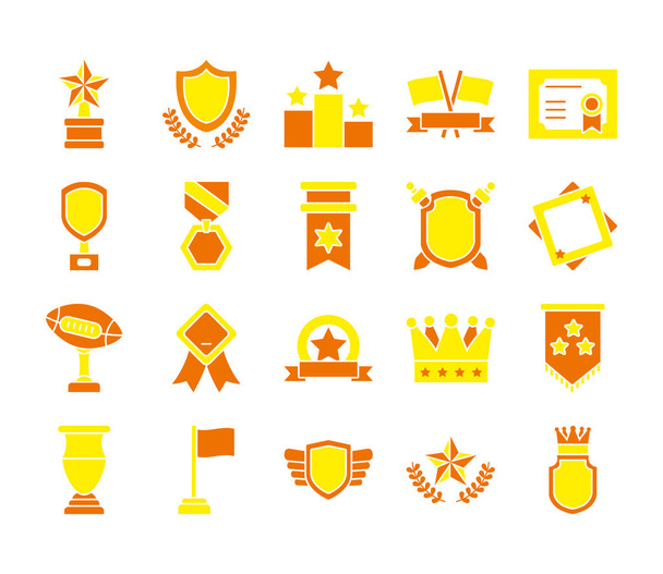 набір іконок корони і значків, плоский стиль
 - Вектор, зображення