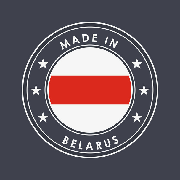 Беларусь. Исторический белый-красно-белый флаг. Круглый этикетка с названием страны для уникальных национальных товаров. Векторная изоляция - Вектор,изображение