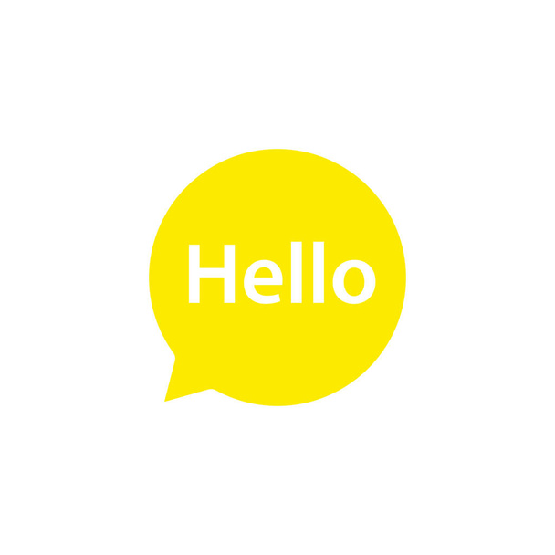 Піктограма привітання з промовою. Жовтий мовознавчий масаж Векторні ілюстрації ізольовані на білому
 - Вектор, зображення