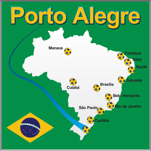 Porto Alegre - Brasil mapa pelota de fútbol
 - Vector, imagen