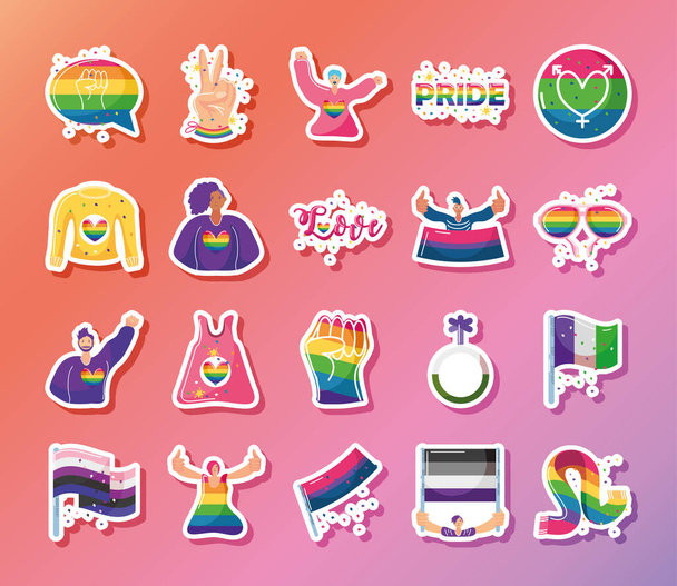 Set von Symbolen mit LGBTQ-Community-Symbolen, Gay Pride - Vektor, Bild