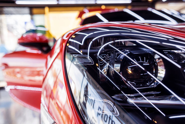 Headlights and details of red sport car - Valokuva, kuva