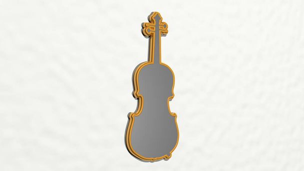 icono de dibujo de violín 3D. Ilustración 3D. música y fondo - Foto, imagen