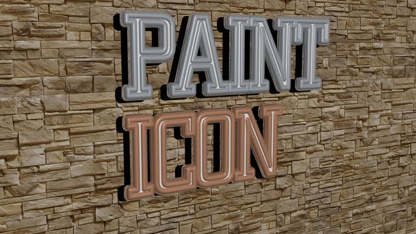 PAINT ICON texte sur mur texturé. Illustration 3D. contexte et résumé - Photo, image
