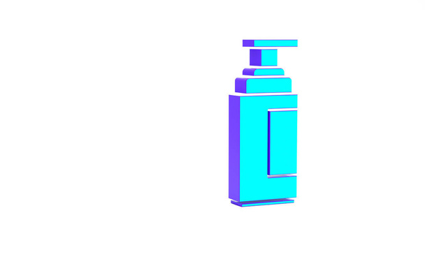 Crème turquoise ou lotion icône tube cosmétique isolé sur fond blanc. Produits de soin du corps pour hommes. Concept de minimalisme. Illustration 3D rendu 3D. - Photo, image