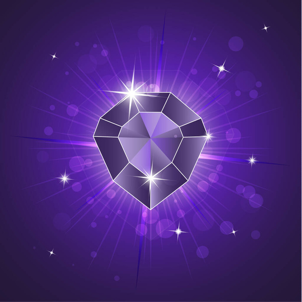 Pierre précieuse, diamant. Cristal magique sur fond lumineux. Isolé, brillant, pétillant. Graphiques vectoriels - Vecteur, image
