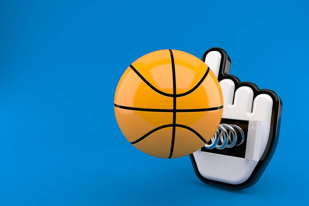 Баскетбольний м'яч з веб-курсором ізольовано на синьому фоні. 3d ілюстрація
 - Фото, зображення