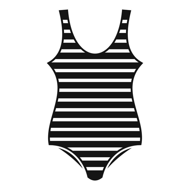 Woman striped swimwear icon, simple style - Vecteur, image