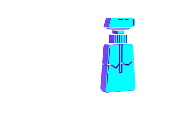 ターコイズクリームまたは化粧水チューブアイコンは、白い背景に隔離されています。男性用ボディケア製品。最小限の概念。3Dイラスト3Dレンダリング. - 写真・画像