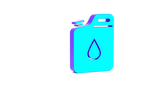 Bote de turquesa para icono de gasolina aislado sobre fondo blanco. Icono de gas diesel. Concepto minimalista. 3D ilustración 3D render. - Foto, Imagen
