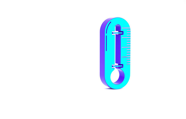Turkoois Thermometer pictogram geïsoleerd op witte achtergrond. Minimalisme concept. 3d illustratie 3D renderen. - Foto, afbeelding