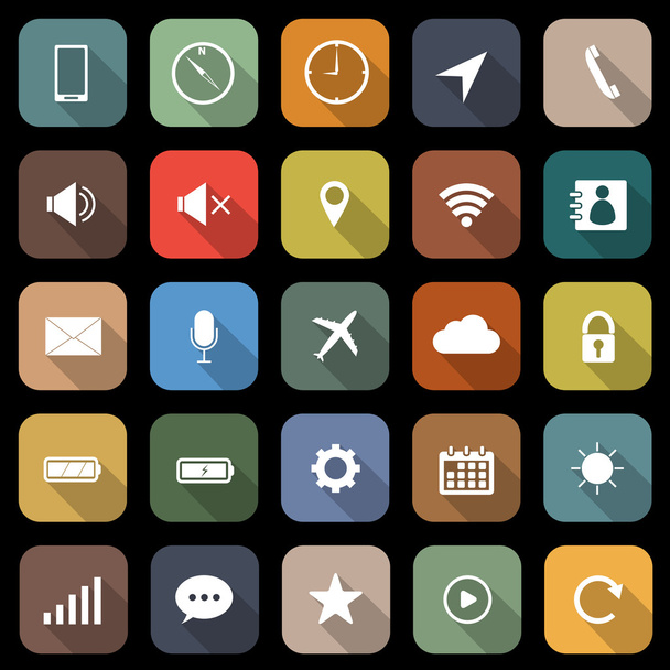 Mobile phone flat icons with long shadow - Vector, Image