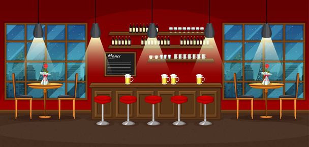Pub und Restaurant Hintergrund Szene Illustration - Vektor, Bild