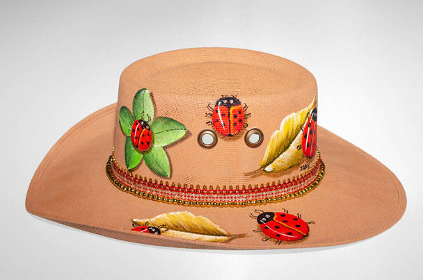 Beautiful and colorful hand painted Mexican hat - Photo, Image