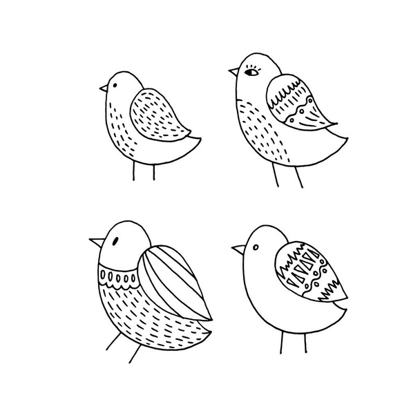 Hand-drawn sketch of a bird with patterns. - Wektor, obraz