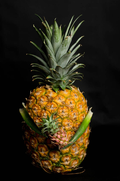 Pineapple holding a small pineapple in her arms - Foto, Imagem