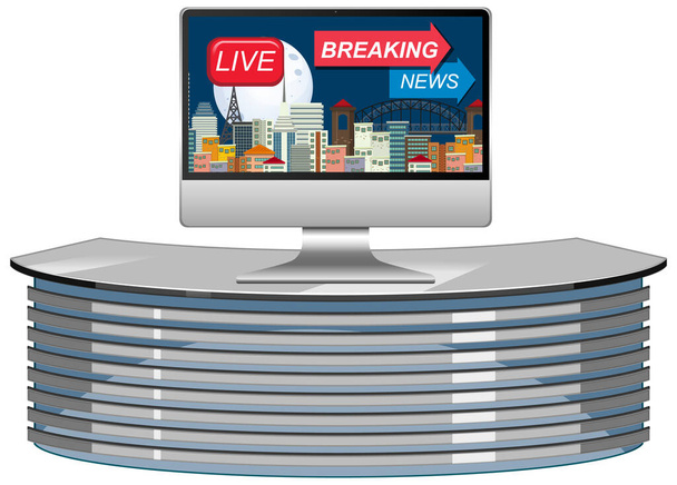 Breaking news on tv or computer monitor screen isolated illustration - Vector, Image