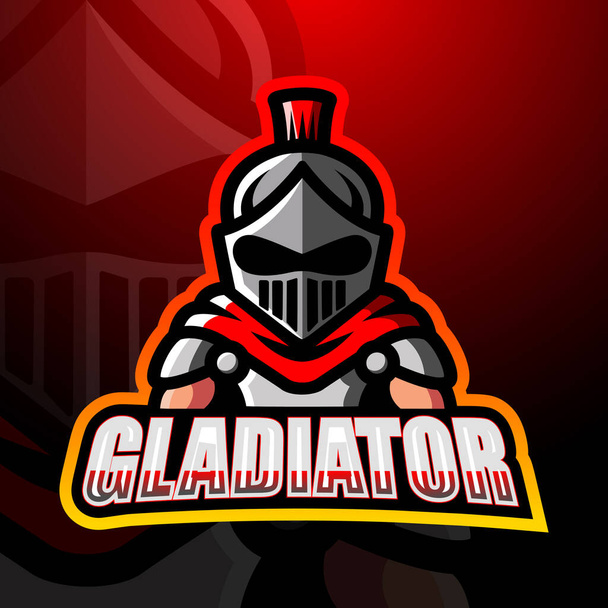 Wektorowa ilustracja projektu logo maskotki Gladiator esport - Wektor, obraz