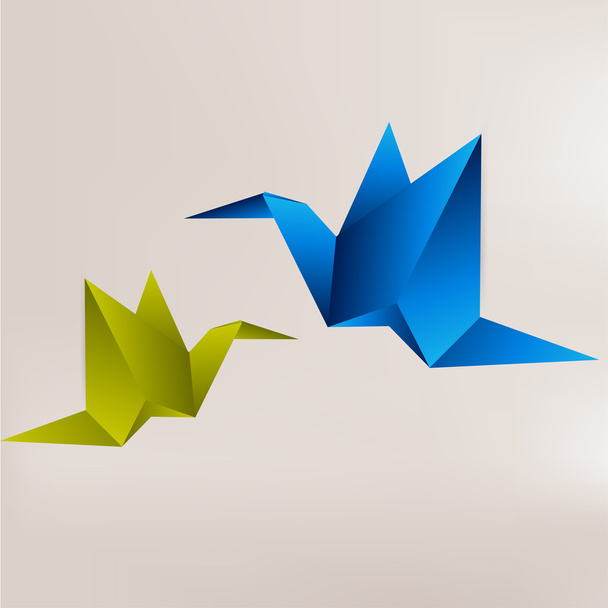 origami papier vogel op abstracte achtergrond - Vector, afbeelding