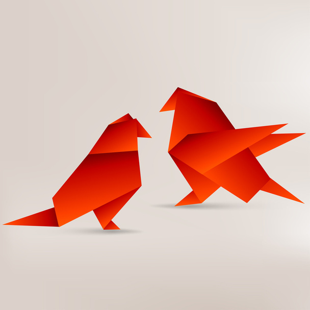 Origami pássaro de papel no fundo abstrato
 - Vetor, Imagem