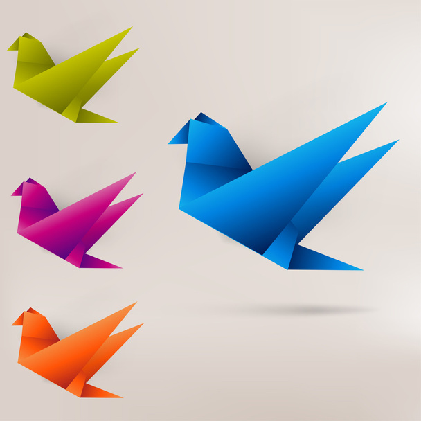 Бумажная птица оригами на абстрактном фоне
 - Вектор,изображение