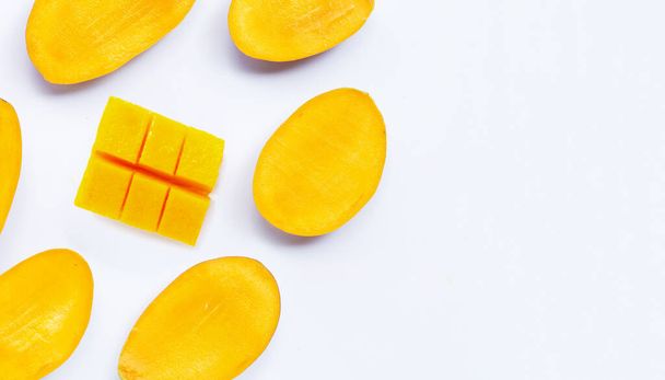 Tropical fruit, Mango  on white background. Top view - Foto, afbeelding