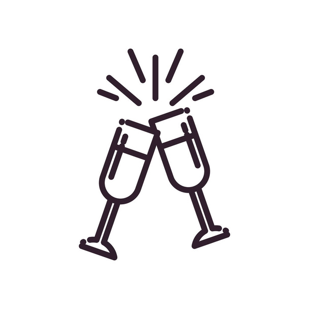 champagne tazze linea stile icona vettoriale design - Vettoriali, immagini