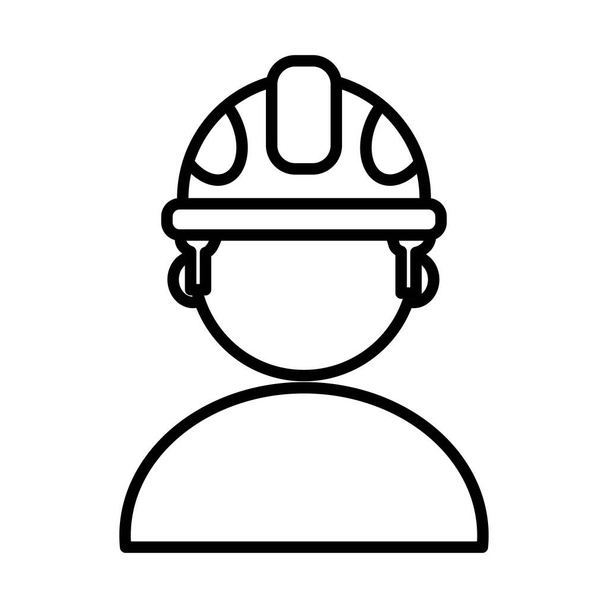 operaio costruttore con casco stile linea - Vettoriali, immagini