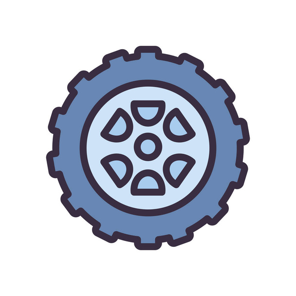 car wheel line and fill style icon vector design - Vector, Image
