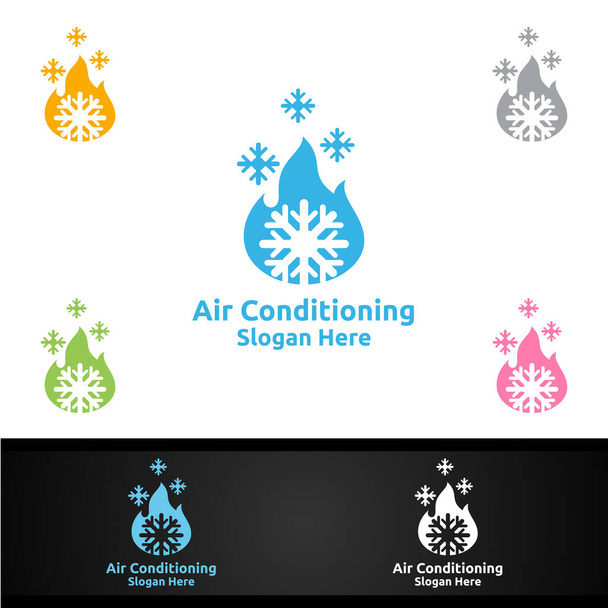 Aire Acondicionado y Servicios de Calefacción Diseño de Logo - Vector, Imagen