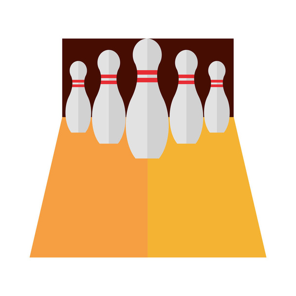 bowling con perni gioco ricreativo sport piatto icona design - Vettoriali, immagini