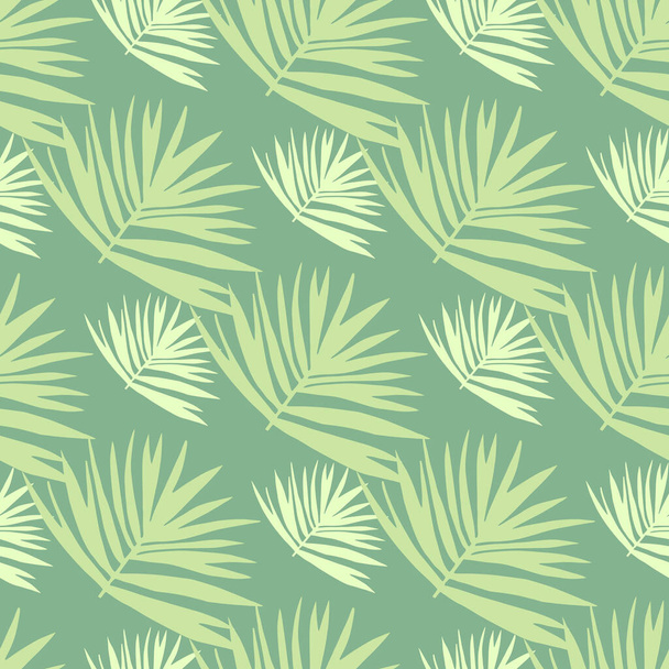 Spring seamless pattern with tropic foliage ornament. Light green background with leaves bush. Perfect for wallpaper, textile, wrapping paper, fabric print. Vector illustration. - Vettoriali, immagini